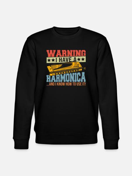 Playing Harmonica Gift - Stanley/Stella CHANGER Unisex Organic Sweatshirt - black
