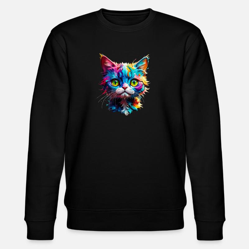 Vorsicht Katze - Stanley/Stella Unisex Bio-Sweatshirt CHANGER  - Schwarz