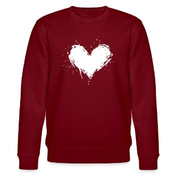 Herz Symbol - Stanley/Stella Unisex Bio-Sweatshirt CHANGER  - Burgunderrot - Vorne - Nik (191cm) & Marisol (170cm)