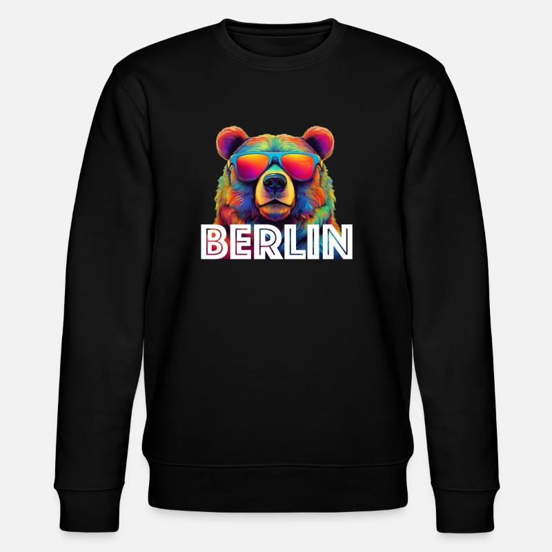 Bär mit Sonnenbrille - Stanley/Stella Unisex Bio-Sweatshirt CHANGER  - Schwarz