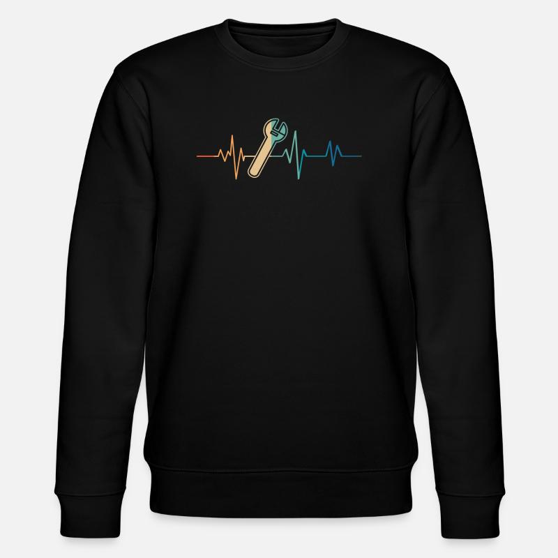Retro Heartbeat Adjustable Wrench - Stanley/Stella CHANGER Unisex Organic Sweatshirt - black