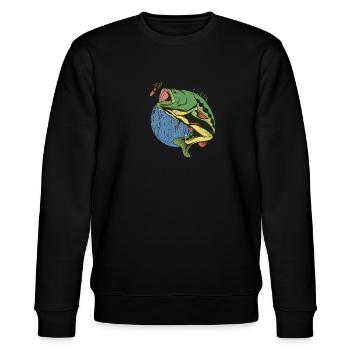 Fly fishing perch fish - Stanley/Stella CHANGER Unisex Organic Sweatshirt - black - Front - Nik (191cm) & Marisol (170cm)