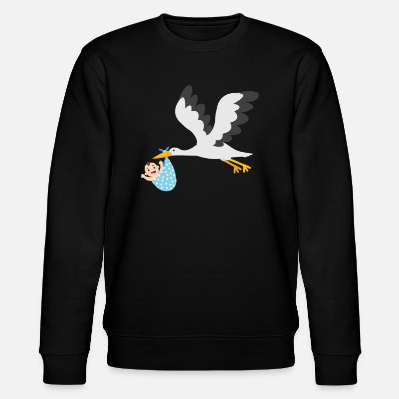 Cigogne avec bébé - Sweat bio CHANGER Stanley/Stella Unisexe - noir