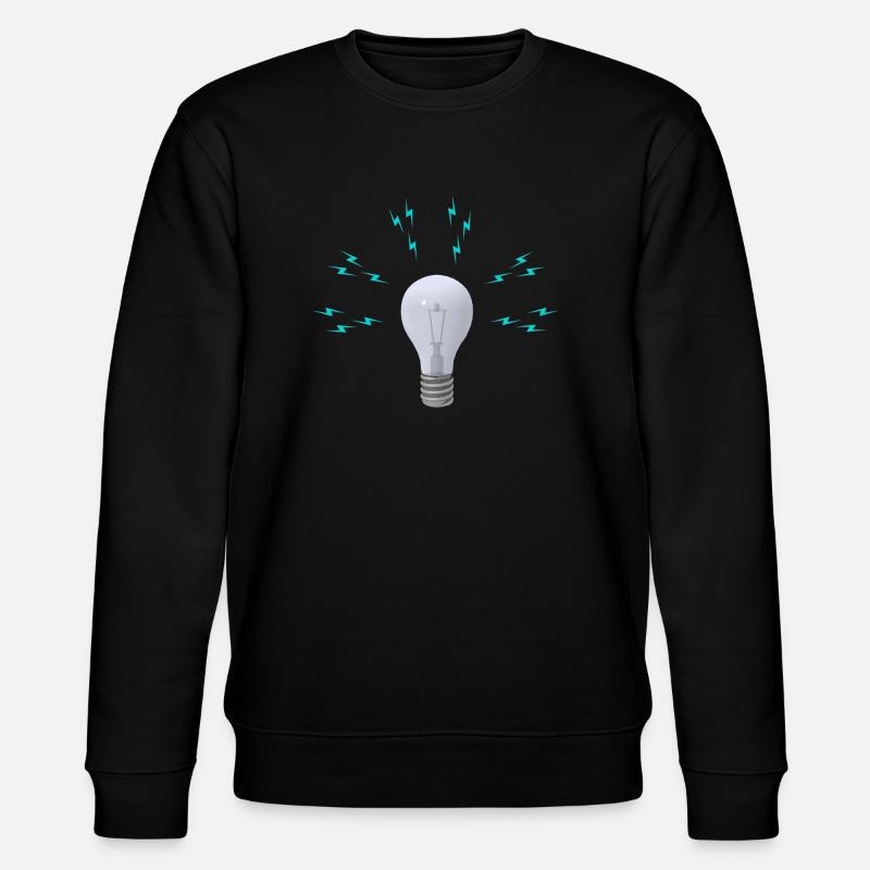 Glühbirne mit Blitzsymbolen - Stanley/Stella Unisex Bio-Sweatshirt CHANGER - Schwarz