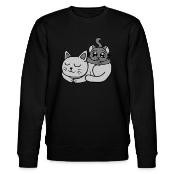 Freunde 2 Katzen aufeinander - Stanley/Stella Unisex Bio-Sweatshirt CHANGER  - Schwarz - Vorne - Nik (191cm) & Marisol (170cm)