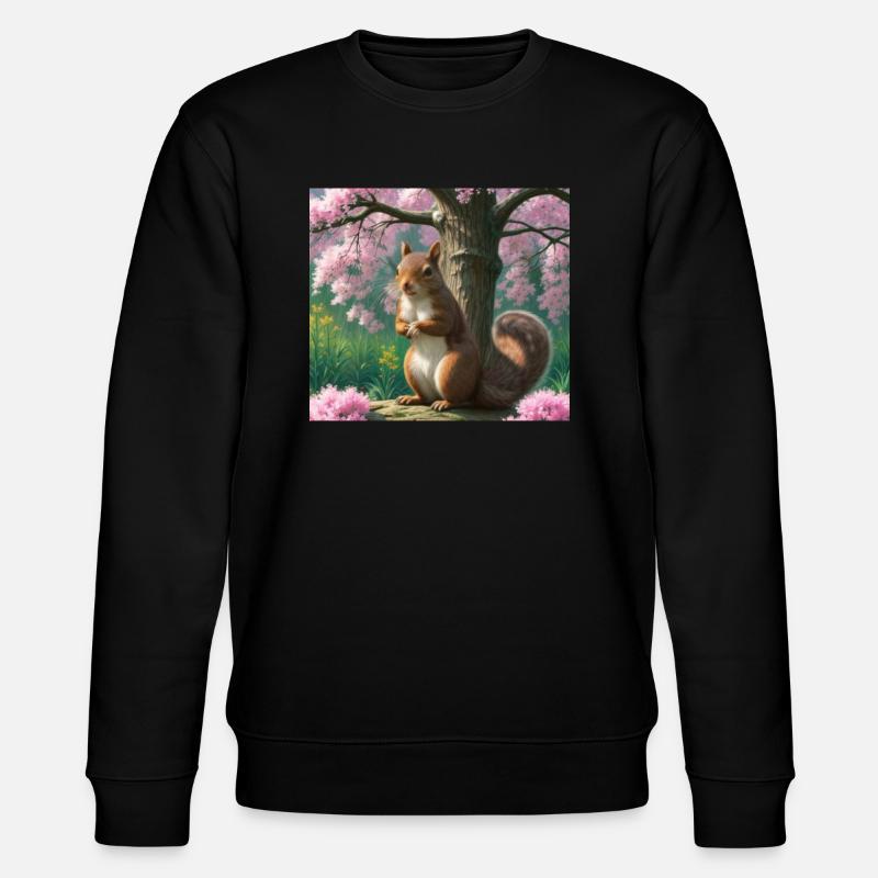 Suirrel withblooming tree - Eichhörnchen - Stanley/Stella Unisex Bio-Sweatshirt CHANGER  - Schwarz