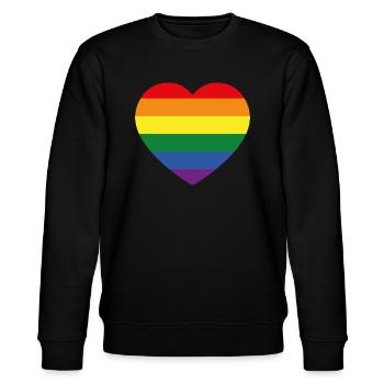 Regenbogen Flagge in Herzform - Stanley/Stella Unisex Bio-Sweatshirt CHANGER  - Schwarz - Vorne - Nik (191cm) & Marisol (170cm)
