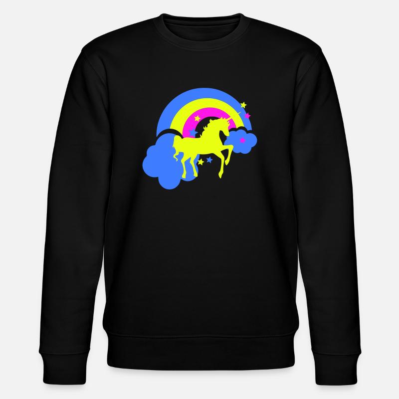 einhorn regenbogen - Stanley/Stella Unisex Bio-Sweatshirt CHANGER  - Schwarz