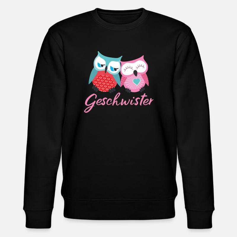 Geschwister Eulen - Stanley/Stella Unisex Bio-Sweatshirt CHANGER  - Schwarz