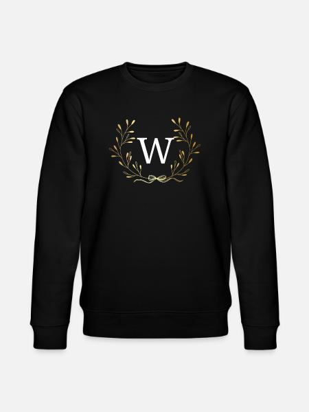 Buchstabe mit goldener Blumenkrone - Stanley/Stella Unisex Bio-Sweatshirt CHANGER  - Schwarz