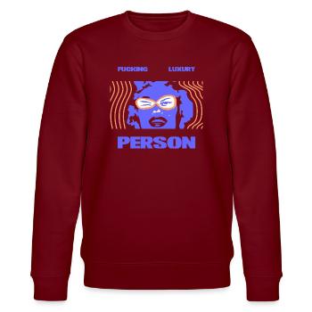 Fucking Luxury Person - Stanley/Stella Unisex Bio-Sweatshirt CHANGER  - Burgunderrot - Vorne - Nik (191cm) & Marisol (170cm)