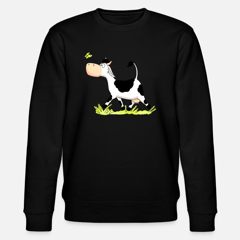 Cow chasing Butterfly - Stanley/Stella Unisex Bio-Sweatshirt CHANGER  - Schwarz