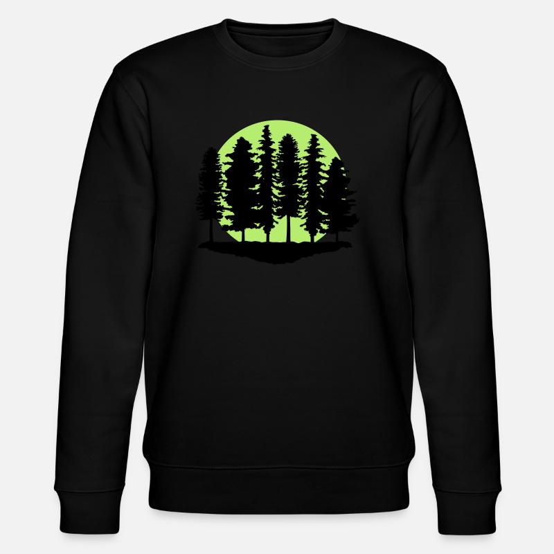 Wald und Mond, Bäume - Stanley/Stella Unisex Bio-Sweatshirt CHANGER  - Schwarz