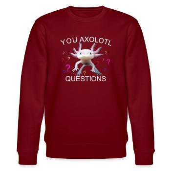 SIE AXOLOTL FRAGEN - Stanley/Stella Unisex Bio-Sweatshirt CHANGER  - Burgunderrot - Vorne - Nik (191cm) & Marisol (170cm)