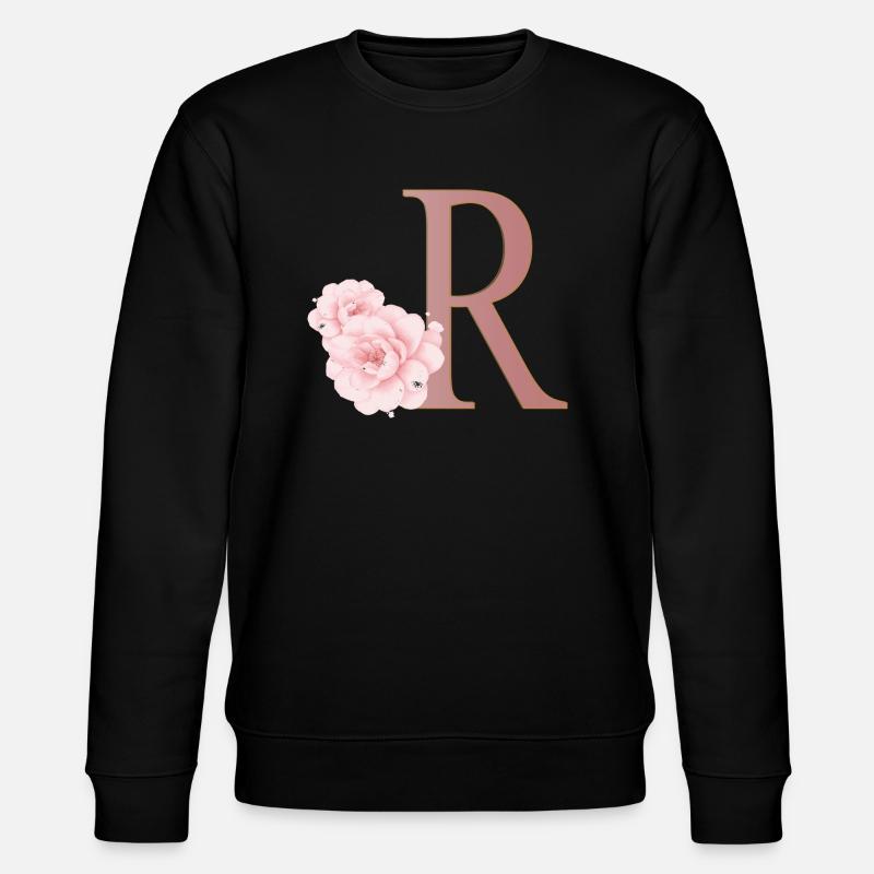 Buchstabe R mit Blumen - Stanley/Stella Unisex Bio-Sweatshirt CHANGER  - Schwarz