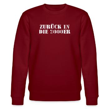 ZURÜCK IN DIE 2000ER - Stanley/Stella Unisex Bio-Sweatshirt CHANGER  - Burgunderrot - Vorne - Nik (191cm) & Marisol (170cm)