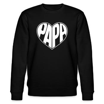 Dad Herz Papa Vatertag Vatertagsgeschenk - Stanley/Stella Unisex Bio-Sweatshirt CHANGER  - Schwarz - Vorne - Nik (191cm) & Marisol (170cm)