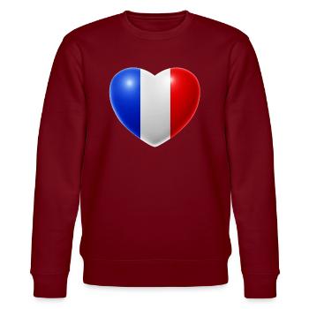 Herz (Frankreich / France) - Stanley/Stella Unisex Bio-Sweatshirt CHANGER  - Burgunderrot - Vorne - Nik (191cm) & Marisol (170cm)