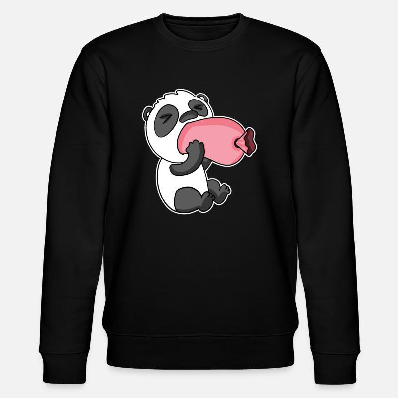 Panda mit Wurst - Stanley/Stella Unisex Bio-Sweatshirt CHANGER  - Schwarz