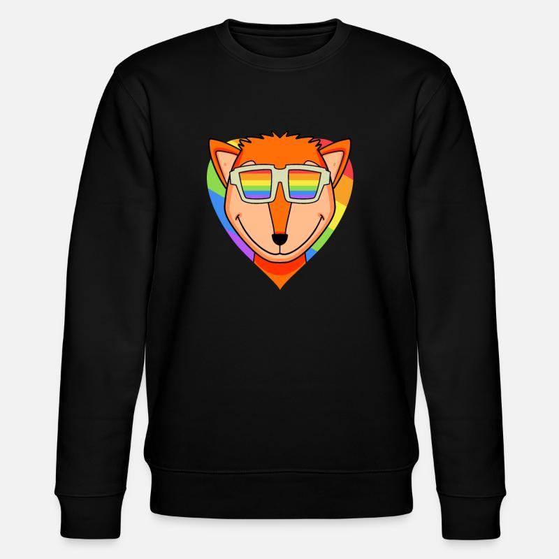 LGBT Tier Fuchs Regenbogen Herz - Stanley/Stella Unisex Bio-Sweatshirt CHANGER  - Schwarz