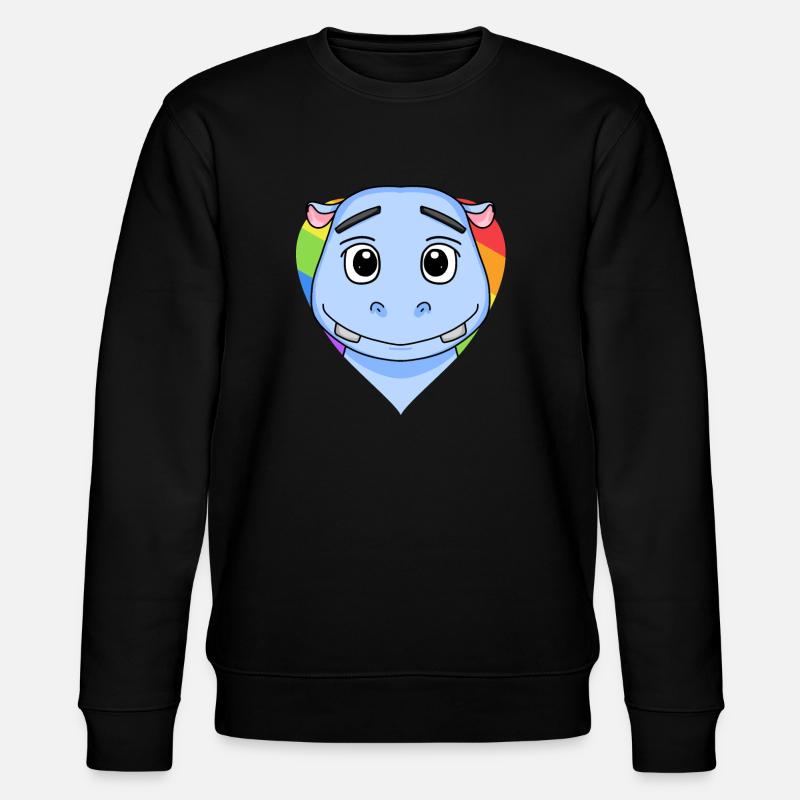 LGBT Tier Nilpferd Regenbogen Herz - Stanley/Stella Unisex Bio-Sweatshirt CHANGER  - Schwarz