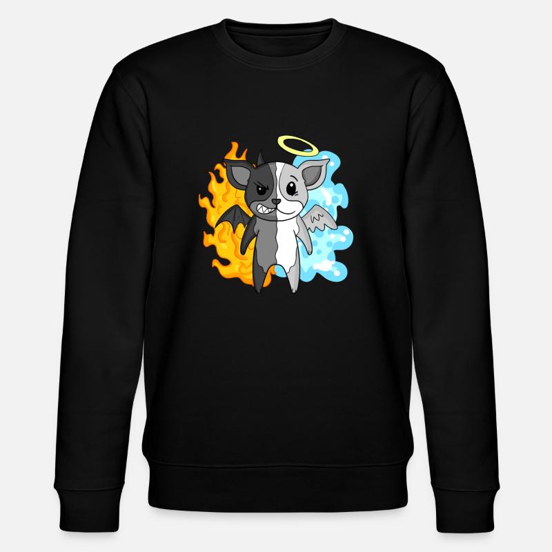 Dog Terrier - Angel and Devil - Stanley/Stella CHANGER Unisex Organic Sweatshirt - black