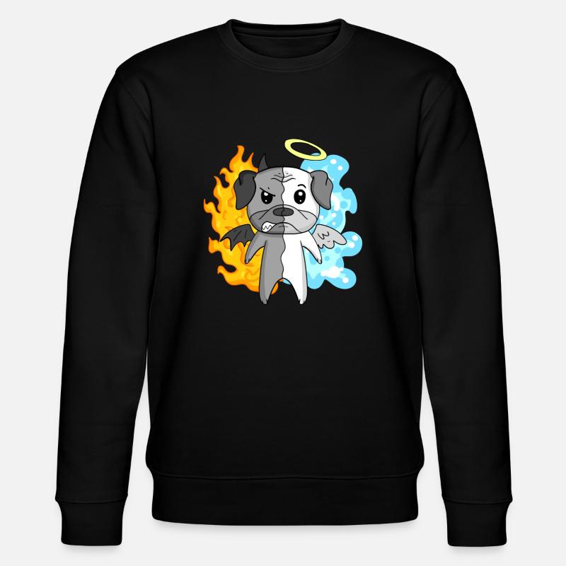 Dog Pug - Angel and Devil - Stanley/Stella CHANGER Unisex Organic Sweatshirt - black