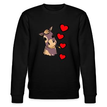 Foal Baby Horse Heart Child Birthday Gift - Stanley/Stella CHANGER Unisex Organic Sweatshirt - black - Front - Nik (191cm) & Marisol (170cm)