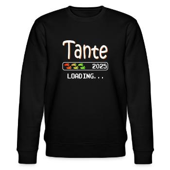 Werdende Tante 2025 loading ich werde Tante - Stanley/Stella Unisex Bio-Sweatshirt CHANGER  - Schwarz - Vorne - Nik (191cm) & Marisol (170cm)