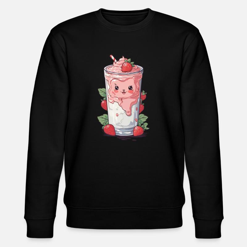 Fraises Mignon Milkshake Kawaii Fun - Sweat bio CHANGER Stanley/Stella Unisexe - noir