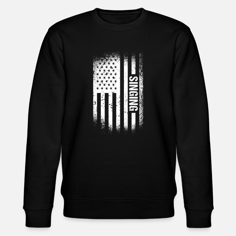 Singer Us Flag Singing - Stanley/Stella Unisex Bio-Sweatshirt CHANGER - Schwarz
