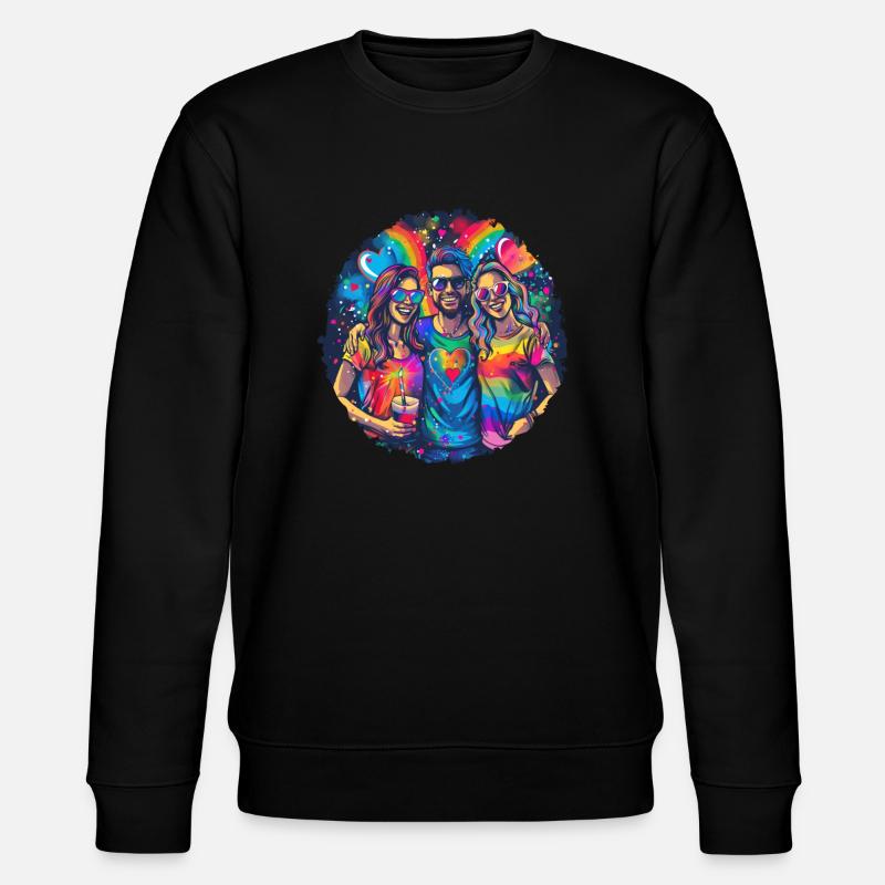 Rainbow Connection Embrace, Happy Pride - Stanley/Stella Unisex Bio-Sweatshirt CHANGER  - Schwarz