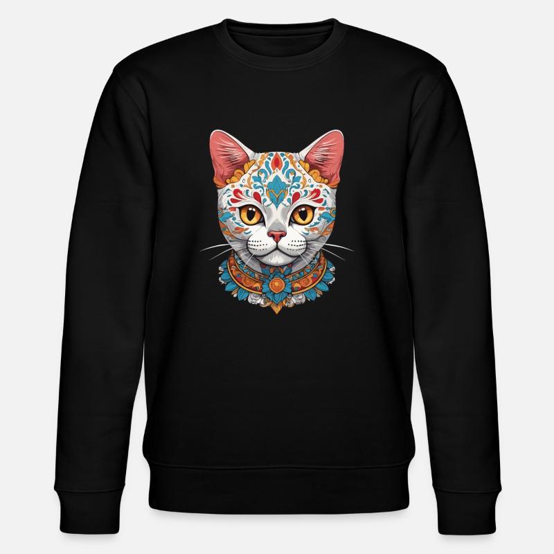Chat Emblématique Sugar Skull Mexicain - Sweat bio CHANGER Stanley/Stella Unisexe - noir
