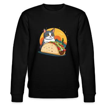 Taco Katze Cinco De Mayo Lustiges Aesthetic Design - Stanley/Stella Unisex Bio-Sweatshirt CHANGER  - Schwarz - Vorne - Nik (191cm) & Marisol (170cm)