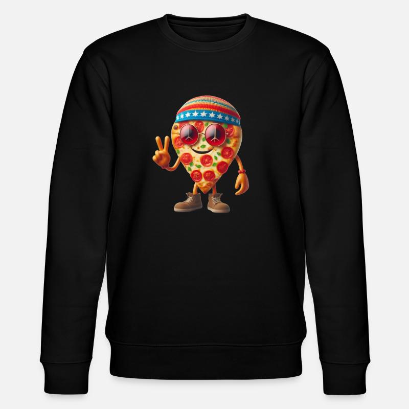 Hippie Pizza mit Peace-Zeichen - Stanley/Stella Unisex Bio-Sweatshirt CHANGER - Schwarz