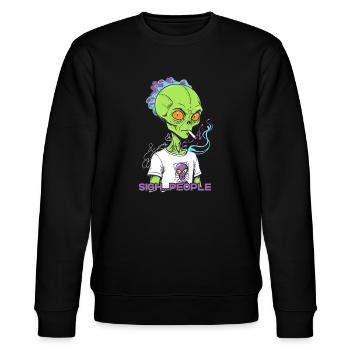 Lustiger Außerirdischer Spruch Zigarettenrauch - Stanley/Stella Unisex Bio-Sweatshirt CHANGER  - Schwarz - Vorne - Nik (191cm) & Marisol (170cm)