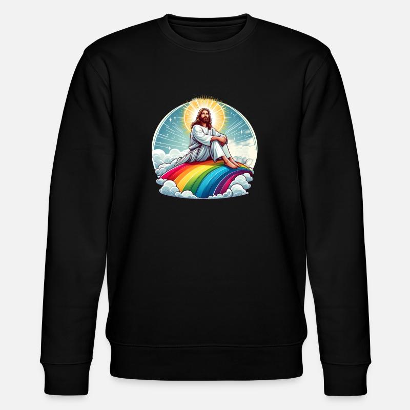 Jesus on rainbow - Stanley/Stella CHANGER Unisex Organic Sweatshirt - black