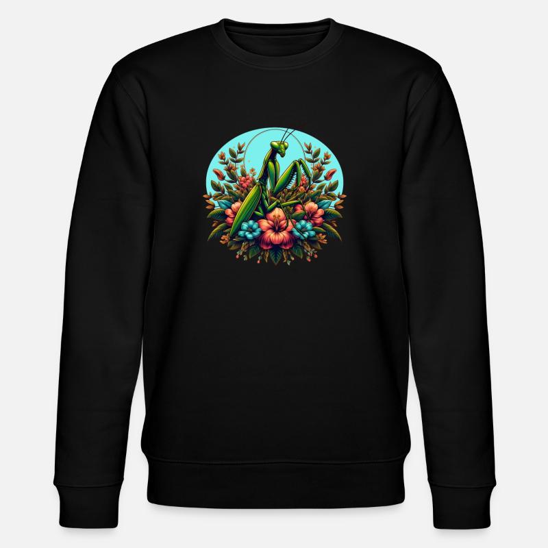 Gottesanbeterin im Blumenmeer - Stanley/Stella Unisex Bio-Sweatshirt CHANGER  - Schwarz
