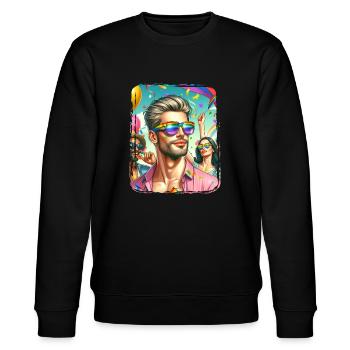 Pride Gay CSD Love LGBTQ Farben des Regenbogens - Stanley/Stella Unisex Bio-Sweatshirt CHANGER  - Schwarz - Vorne - Nik (191cm) & Marisol (170cm)