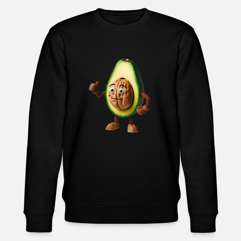 Cute avocado with walnut kernel! - Stanley/Stella CHANGER Unisex Organic Sweatshirt - black