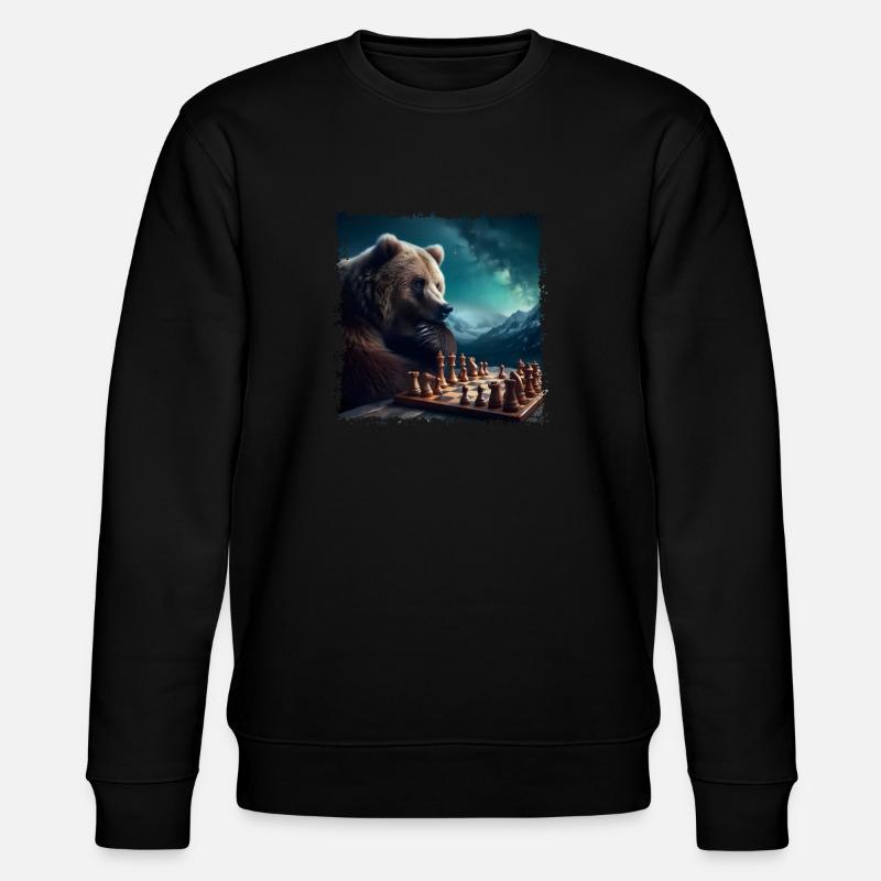 Chess Playing Bear - Stanley/Stella CHANGER Unisex Organic Sweatshirt - black