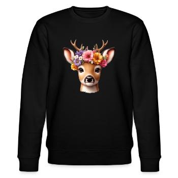 Trachtenshirt Damen T-Shirt Reh Kostüm Mädchen - Stanley/Stella Unisex Bio-Sweatshirt CHANGER  - Schwarz - Vorne - Nik (191cm) & Marisol (170cm)