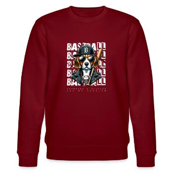 Fan of baseball, beagles and America - Stanley/Stella CHANGER Unisex Organic Sweatshirt - burgundy - Front - Nik (191cm) & Marisol (170cm)