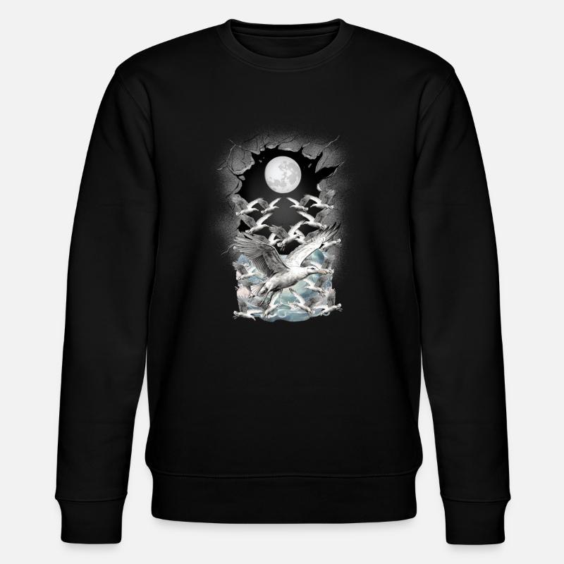 maritim Möwe Möwen - Stanley/Stella Unisex Bio-Sweatshirt CHANGER  - Schwarz