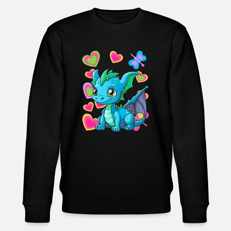 Baby Drache Drachen Kind Kinder - Stanley/Stella Unisex Bio-Sweatshirt CHANGER  - Schwarz