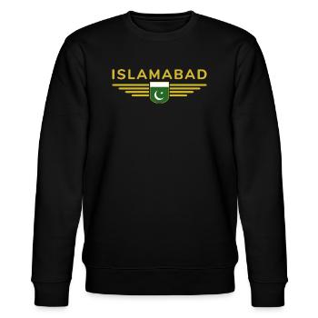 Islamabad Design – Hauptstadt-Stil - Stanley/Stella Unisex Bio-Sweatshirt CHANGER  - Schwarz - Vorne - Nik (191cm) & Marisol (170cm)