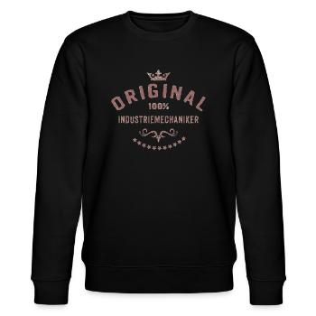 Original 100 Prozent Industriemechaniker - - Stanley/Stella Unisex Bio-Sweatshirt CHANGER  - Schwarz - Vorne - Nik (191cm) & Marisol (170cm)