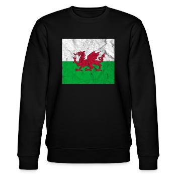 Wales Flag Vintage - Stanley/Stella CHANGER Unisex Organic Sweatshirt - black - Front - Nik (191cm) & Marisol (170cm)
