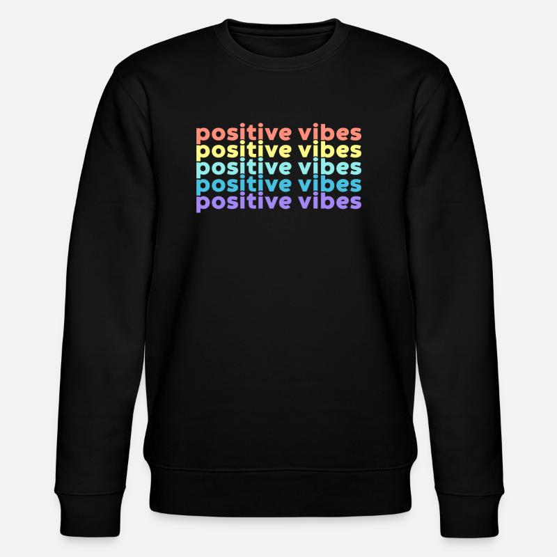 Positive Vibes (Regenbogen) - Stanley/Stella Unisex Bio-Sweatshirt CHANGER  - Schwarz