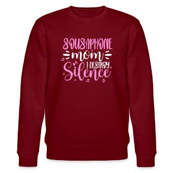Sousaphone Mom I Destroy Silence Sousaphonist - Stanley/Stella CHANGER Unisex Organic Sweatshirt - burgundy - Front - Nik (191cm) & Marisol (170cm)